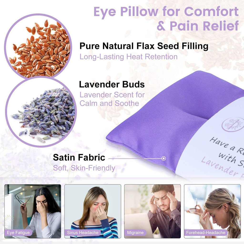 SuzziPad Lavender Eye Pillows for Relaxation with Aromatherapy, Weighted Mask for Sleeping, Hot & Cold Therapy Compress for Dry