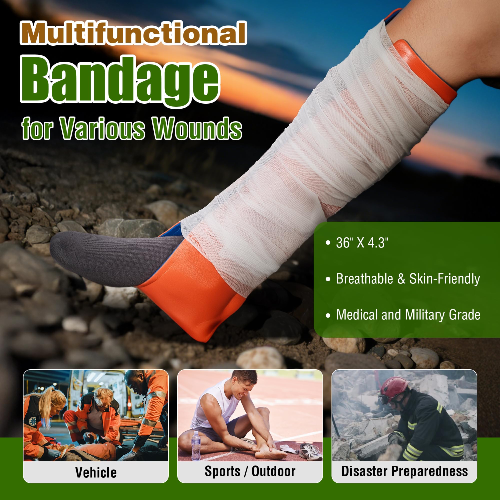 IFAK Trauma Kits, 115 PCS First Aid Kits with 36 Splint Israeli Style Compression Bandage, Survival Emergency Prepare Bag Equipm