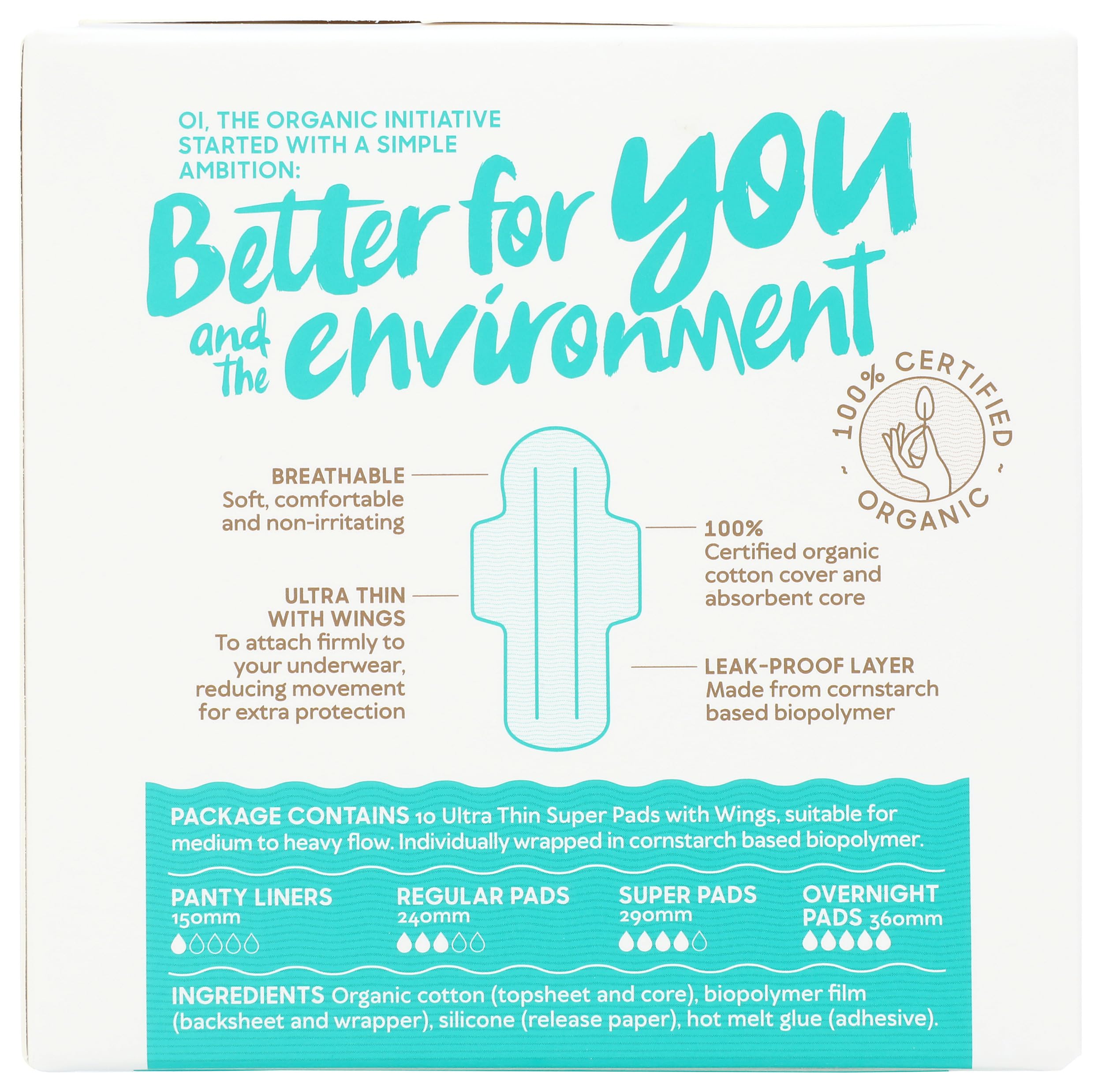 Organic Initiative Organic Super Ultra Thin Pads With Wings, 10 Ct