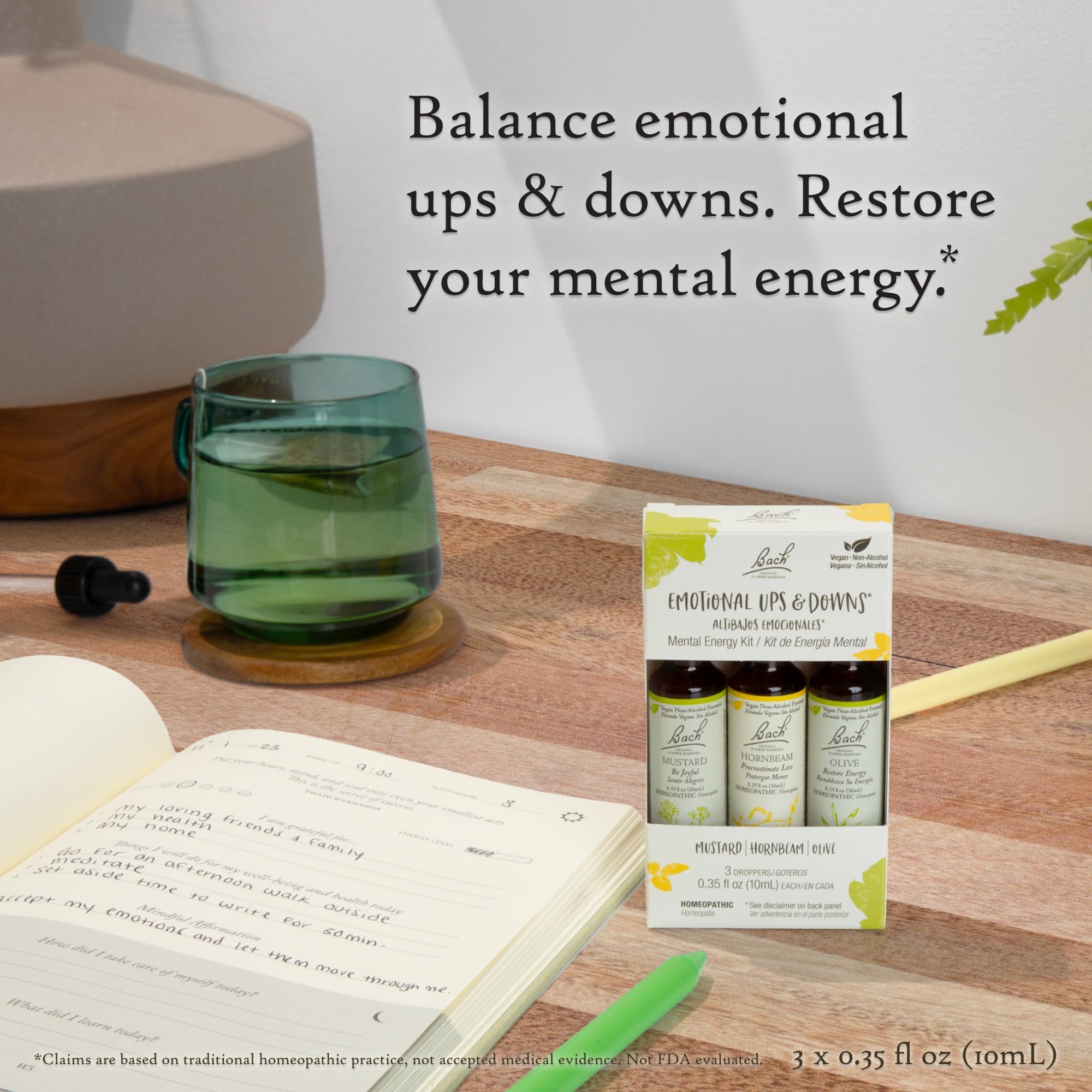 Bach Original Flower Remedies, Emotional Ups & Downs Trio Kit, for Mental Energy (Non-Alcohol Formula), Natural Homeopathic Flow