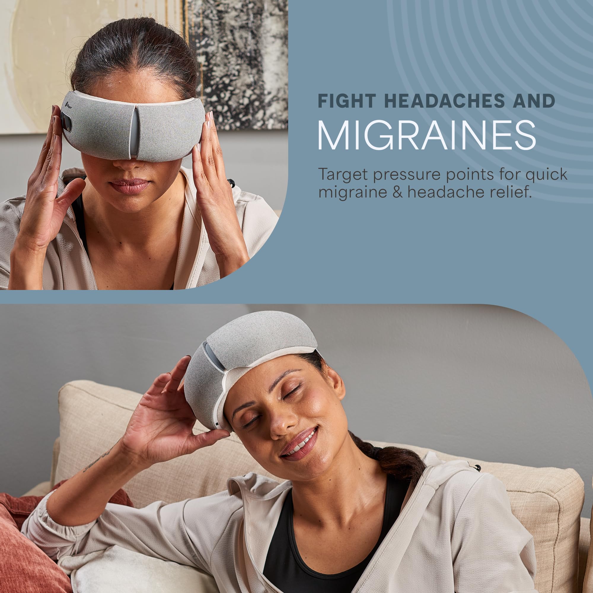 Lifepro Portable Eye Massager with Heat & Vibration - FSA/HSA Eligible Rechargeable Heated Migraine Mask with Bluetooth Music -