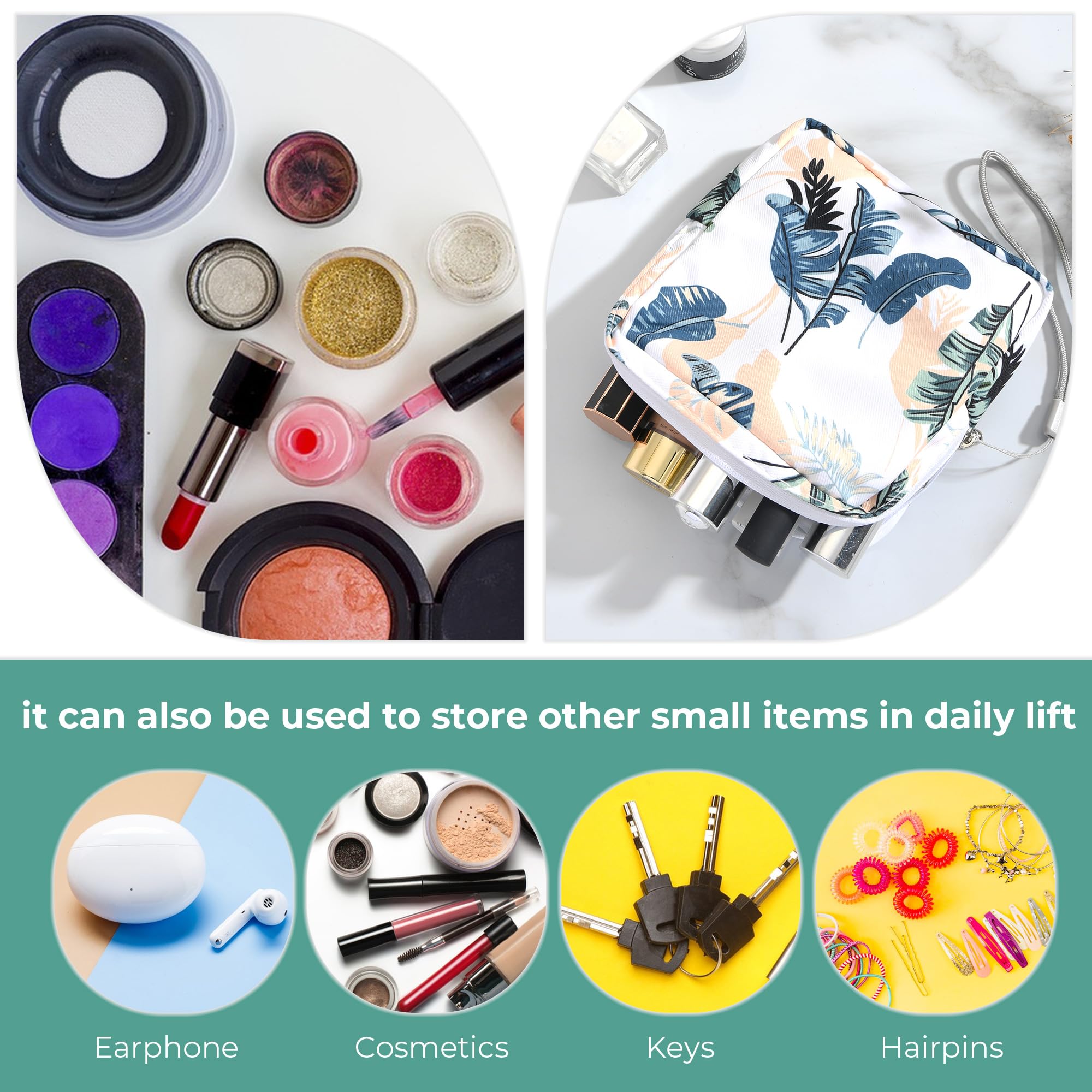 APLZGMG 4Pcs Portable Sanitary Napkin Storage Bag Reusable Period Pad Pouch Mini Menstrual Pad Zipper Bag with Lanyards First Pe