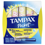 Tampax Pocket Pearl Tampons Regular Absorbency with LeakGuard Braid, Unscented, 16 Count