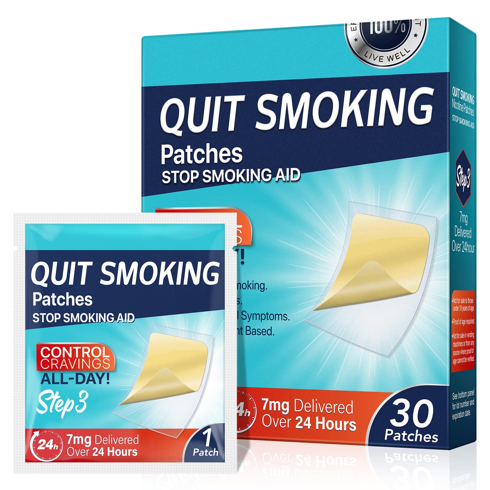 7mg Quit Smoking Patches, Step 3 Stop Smoking Aids Patches, Easy & Effective Anti-Stickers, Quit Smoking Stickers That Work with