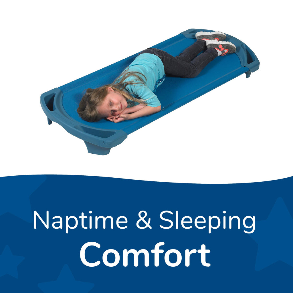 Angeles SpaceLine Standard Cots, 4 Pack, Ocean, AFB5735AOB, Kids Portable Indoor Sleeping Cots for Preschool or Daycare, Toddler