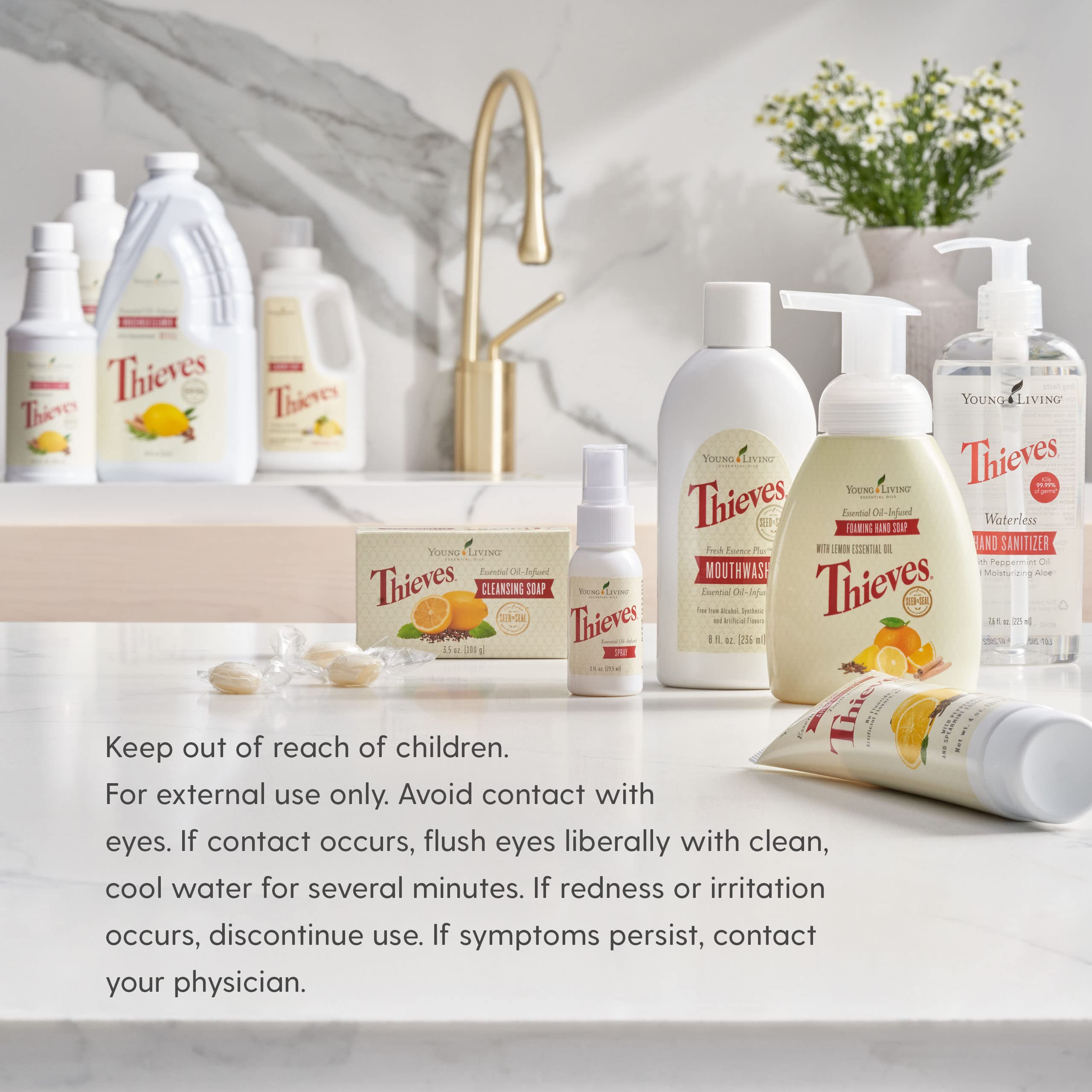 Young Living Thieves Waterless Hand Purifier with Peppermint Oil | 1 oz | Convenient, Refreshing, and Gentle Cleanser for Soft H