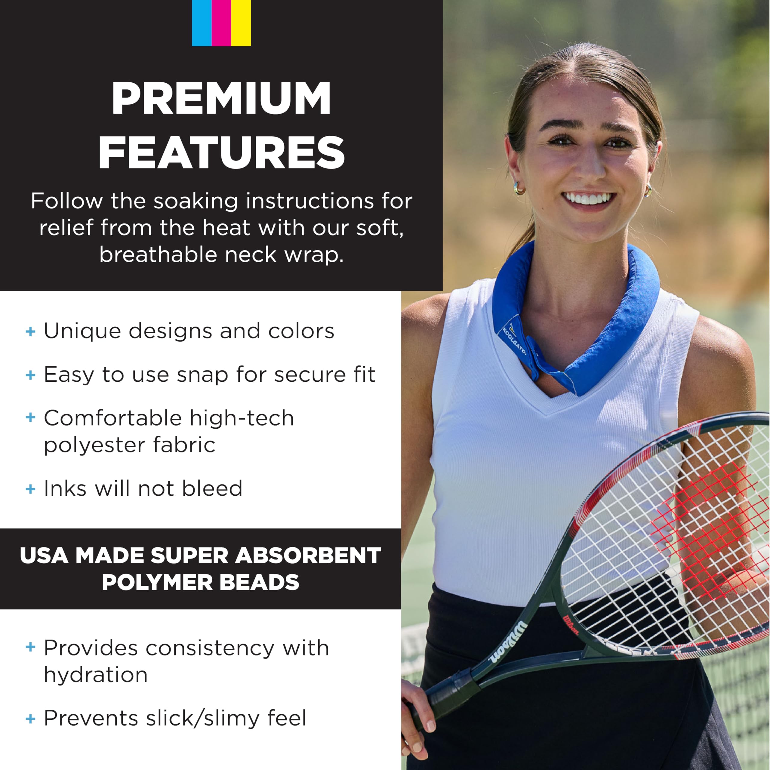 KOOLGATOR Evaporative Cooling Neck Wrap - Keep Cool in The Heat, Summer Cooling Accessories, Long Lasting, Reusable & Breathable