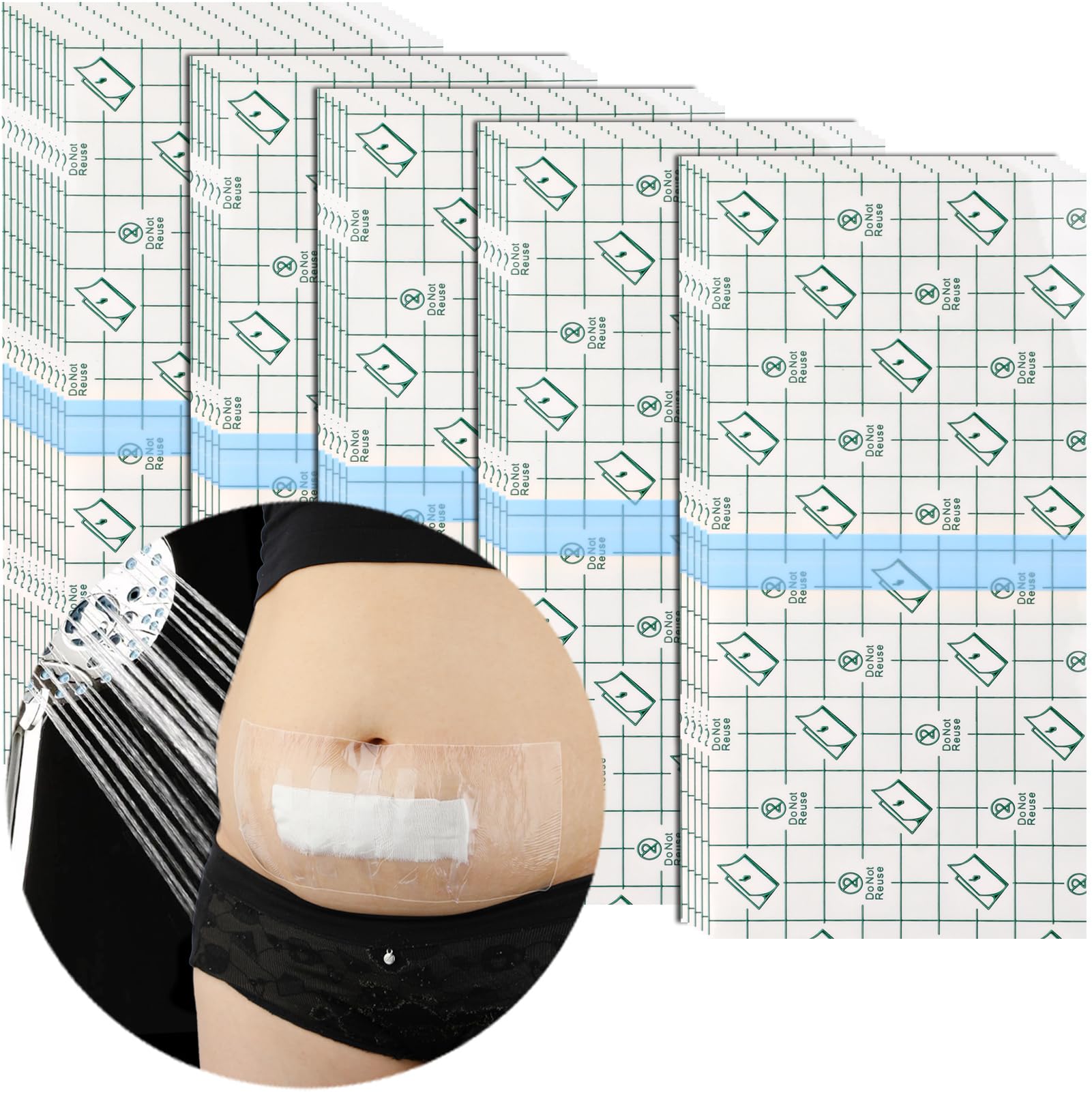 50 Pcs Waterproof Shower Protector Bandage | 6x10 Inch Large Wounds Showering Cover for Knee Replacement Surgery C Section Post 