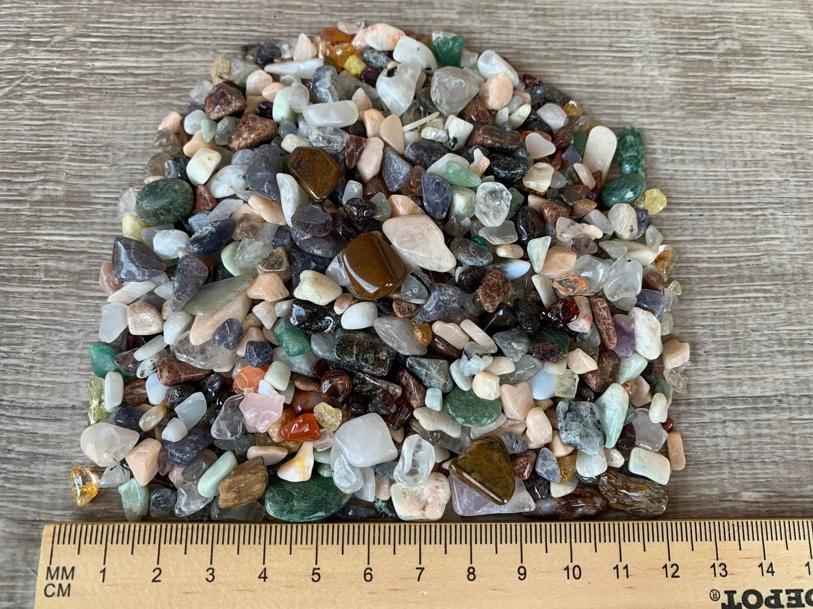 GAF TREASURES 2 oz Lot Natural Mixed Semi Tumbled Gemstone Chips, Crushed Mini Crystals, Undrilled Crystal Chips (Assorted)