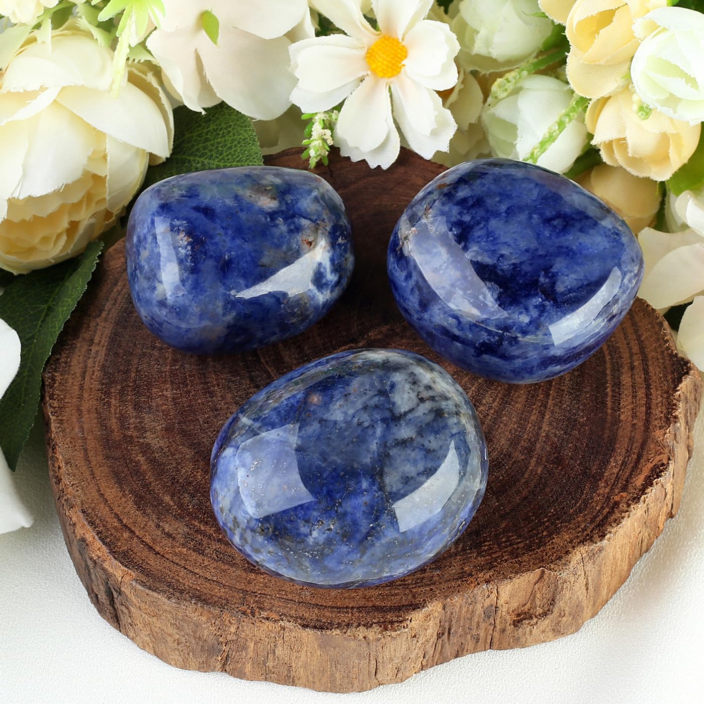 MAIBAOTA 1.6-2.0'' Blue Sodalite Crystal Large Sodalite Stone Reiki Blue Crystal Natural Tumbled Blue Polished Stones for Energy