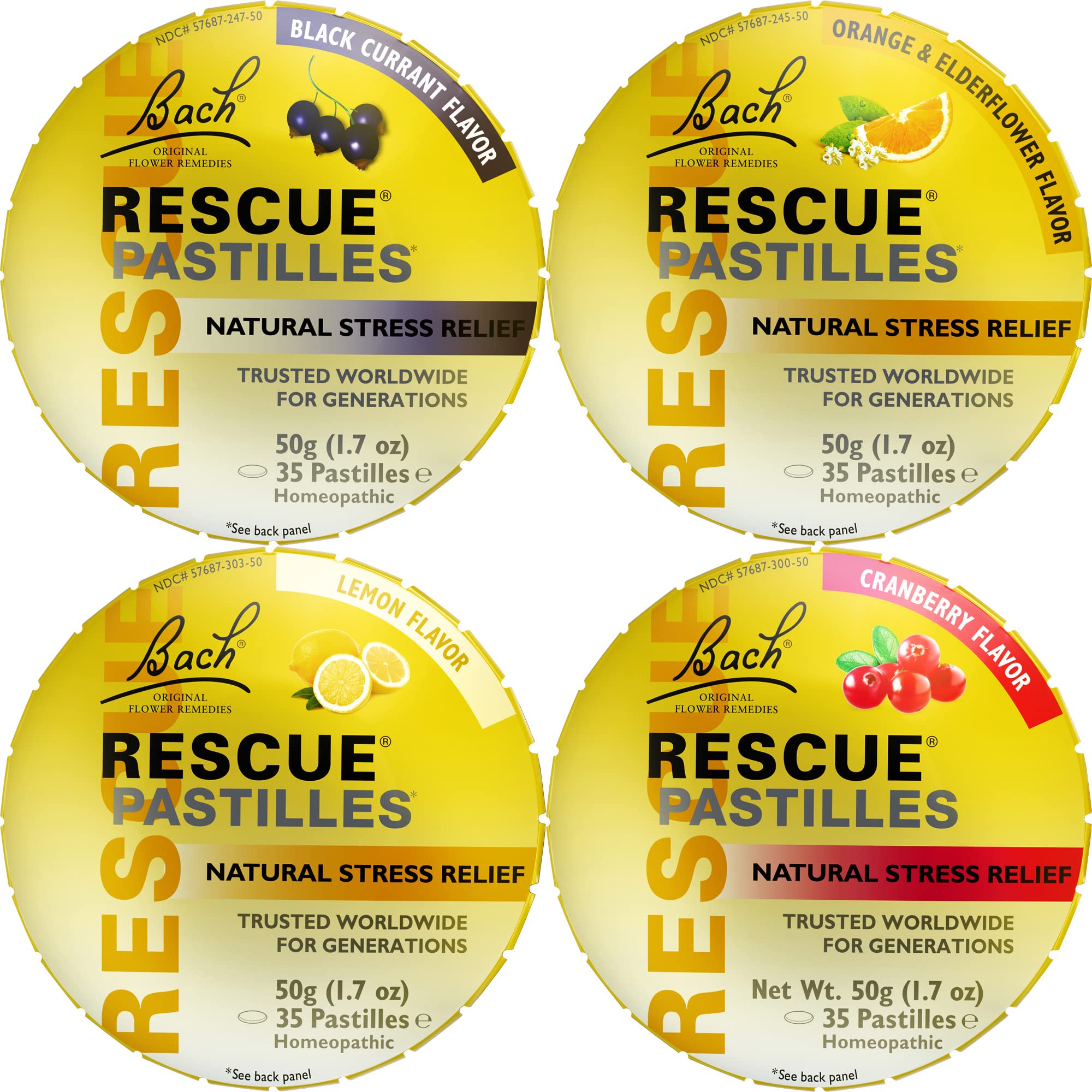Bach RESCUE Pastilles Variety Pack Natural Stress Relief Lozenges, Homeopathic Flower Essence, Vegetarian, Gluten and Sugar-Free