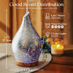 Porseme 280ml Essential Oil Diffuser, 3D Glass Aromatherapy Diffusor, Ultrasonic Cool Mist BPA Free Aroma Humidifier with Timer