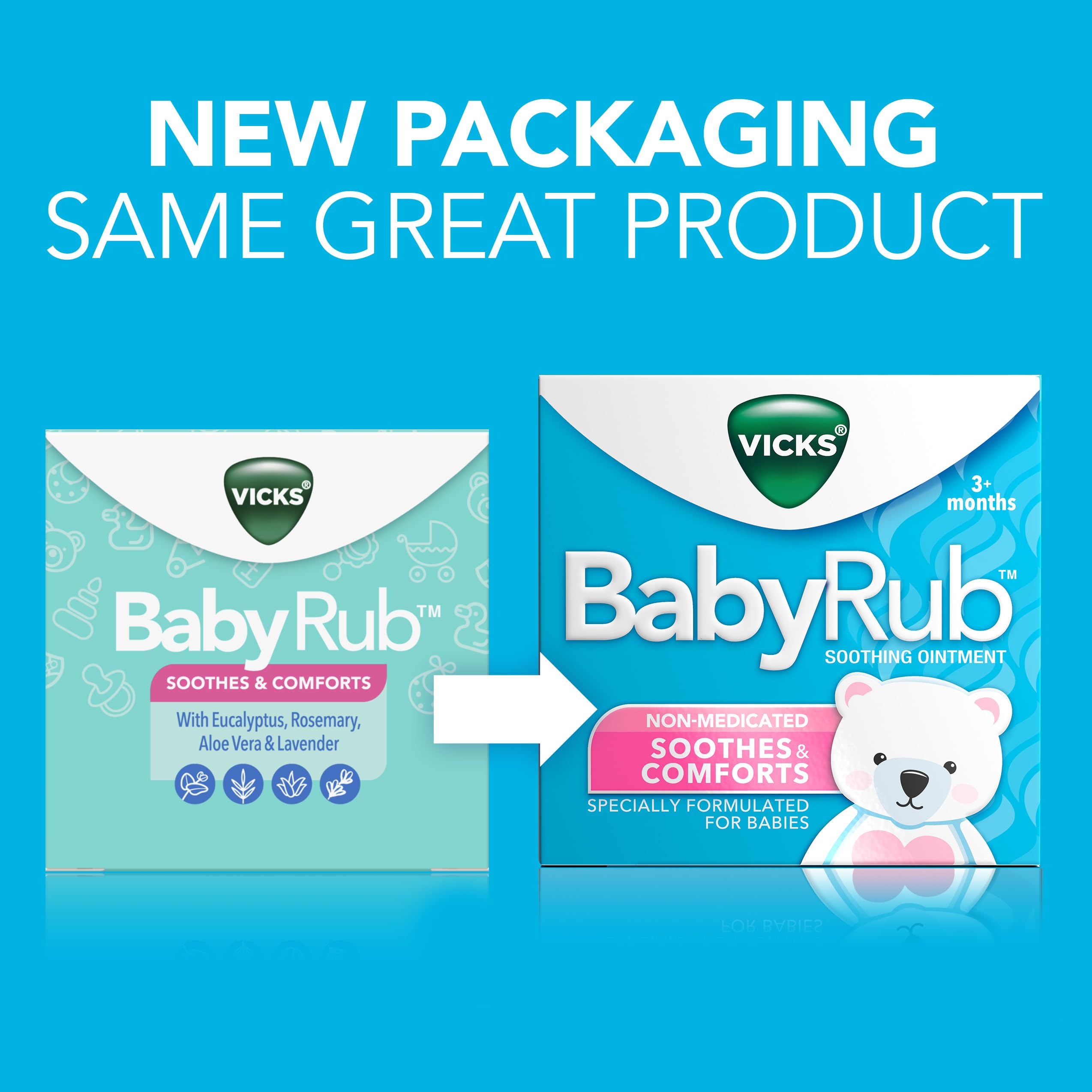 Vicks BabyRub Chest Rub Ointment with Soothing Aloe, Eucalyptus, Lavender, and Rosemary, from the makers of VapoRub, 1.76 oz