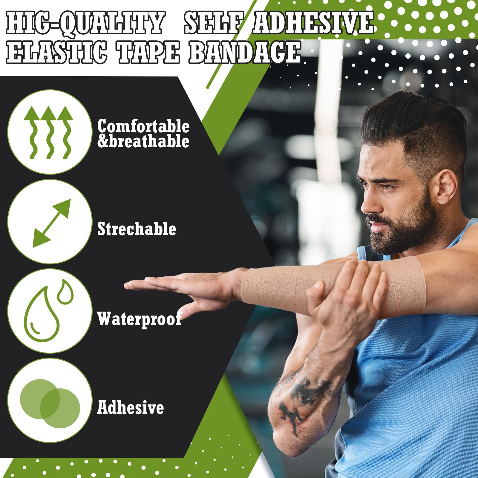 Tondiamo 8 Rolls Elastic Adhesive Bandage Tape Medical Bandage Wrap Athletic Sports Tape Flexible Stretch Skin Bandages Strips f