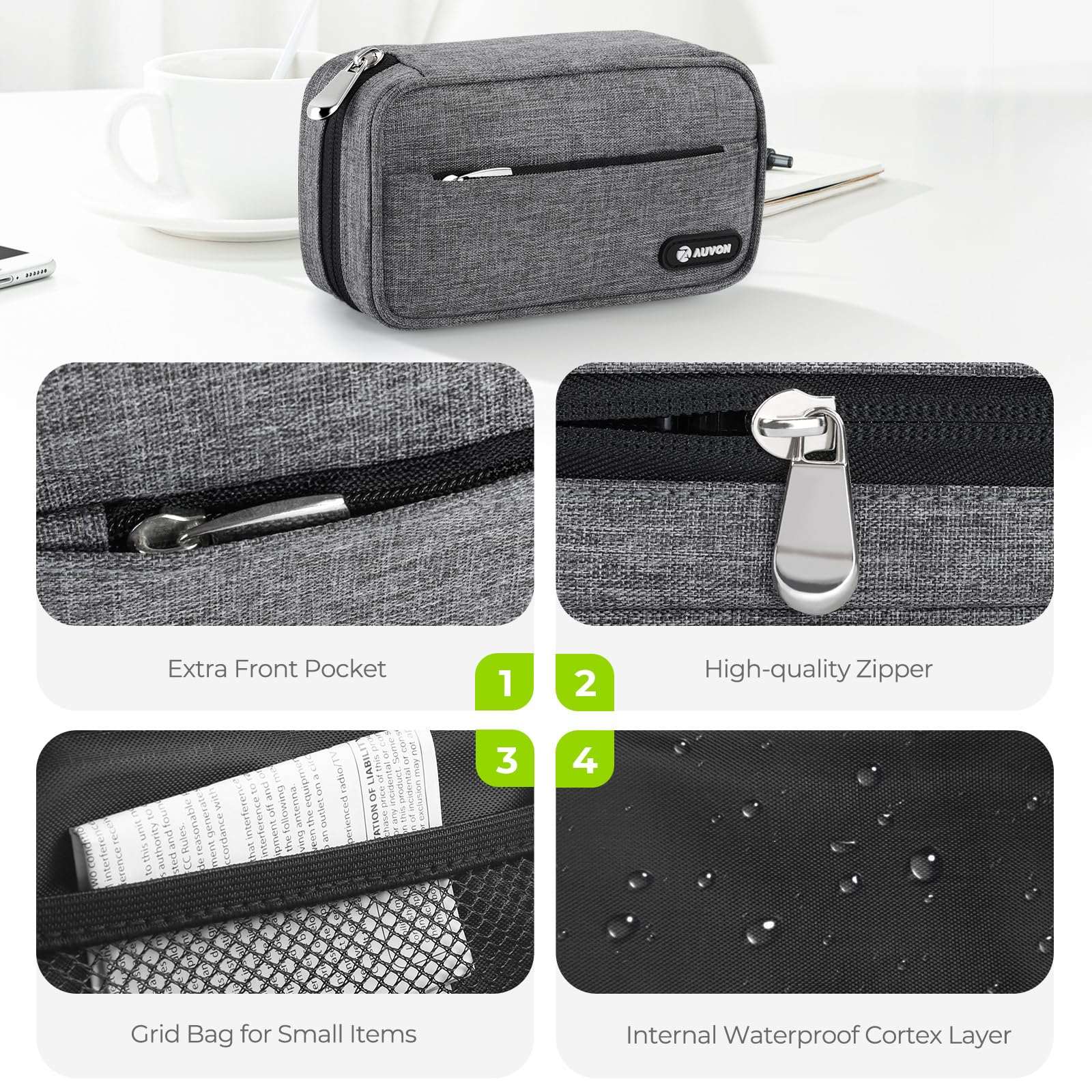 AUVON Canvas Bag XL Weekly Pill Organizer 2 Times a Day, Travel Pill Box 7 Day with One-Side Large Opening, AM PM Pill Case with