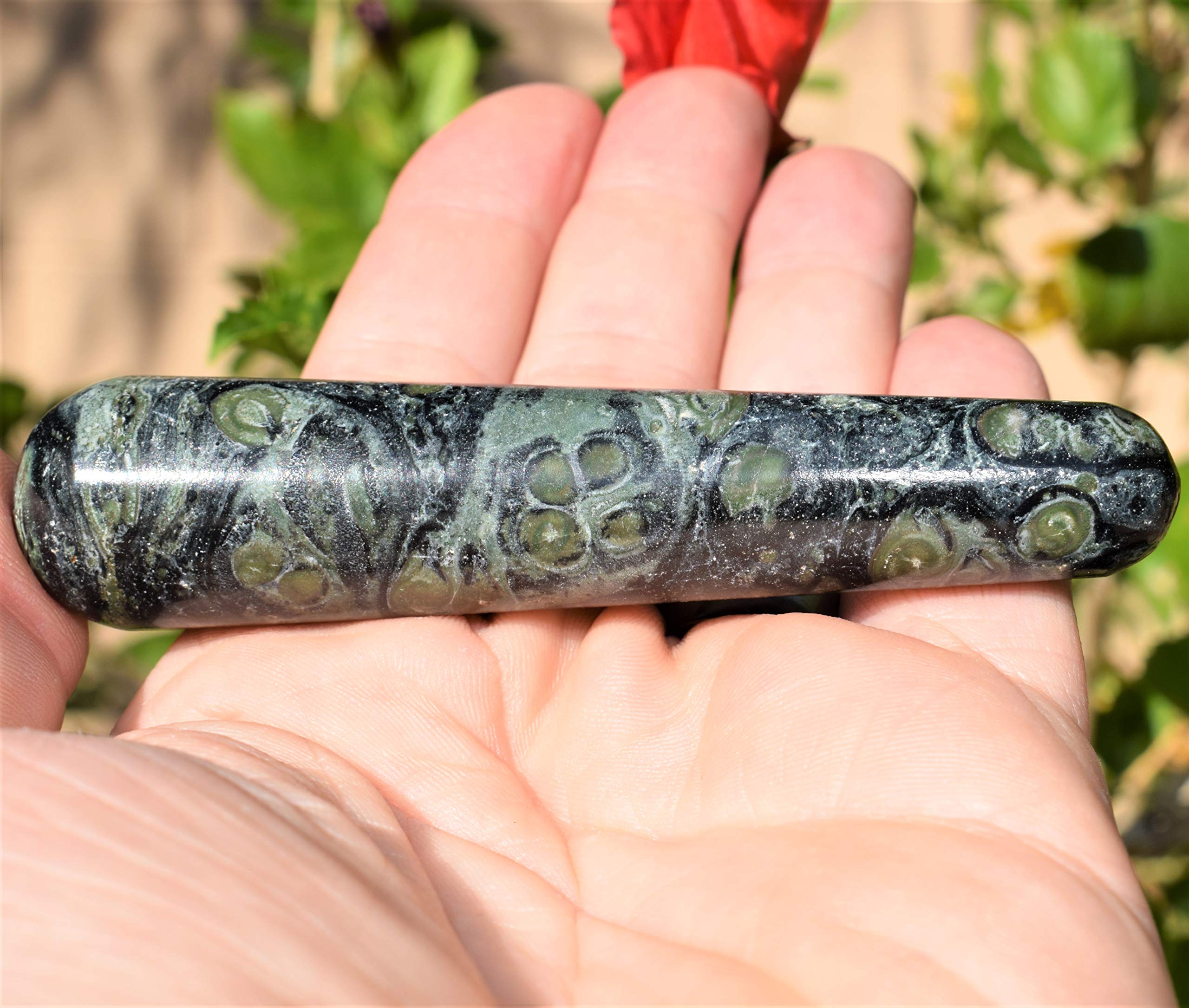 Charged 4 Natural Kambaba Jasper Crystal Massage Wand + Selenite Charging Heart Included [aka Galaxy Jasper & Crocodile Jasper]