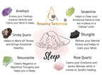 Crystals for Sleep Manifestation, Set of 6 Amethyst, Smoky Quartz, Shungite, Vesuvianite, Serpentine and Rose Quartz Healing Cry