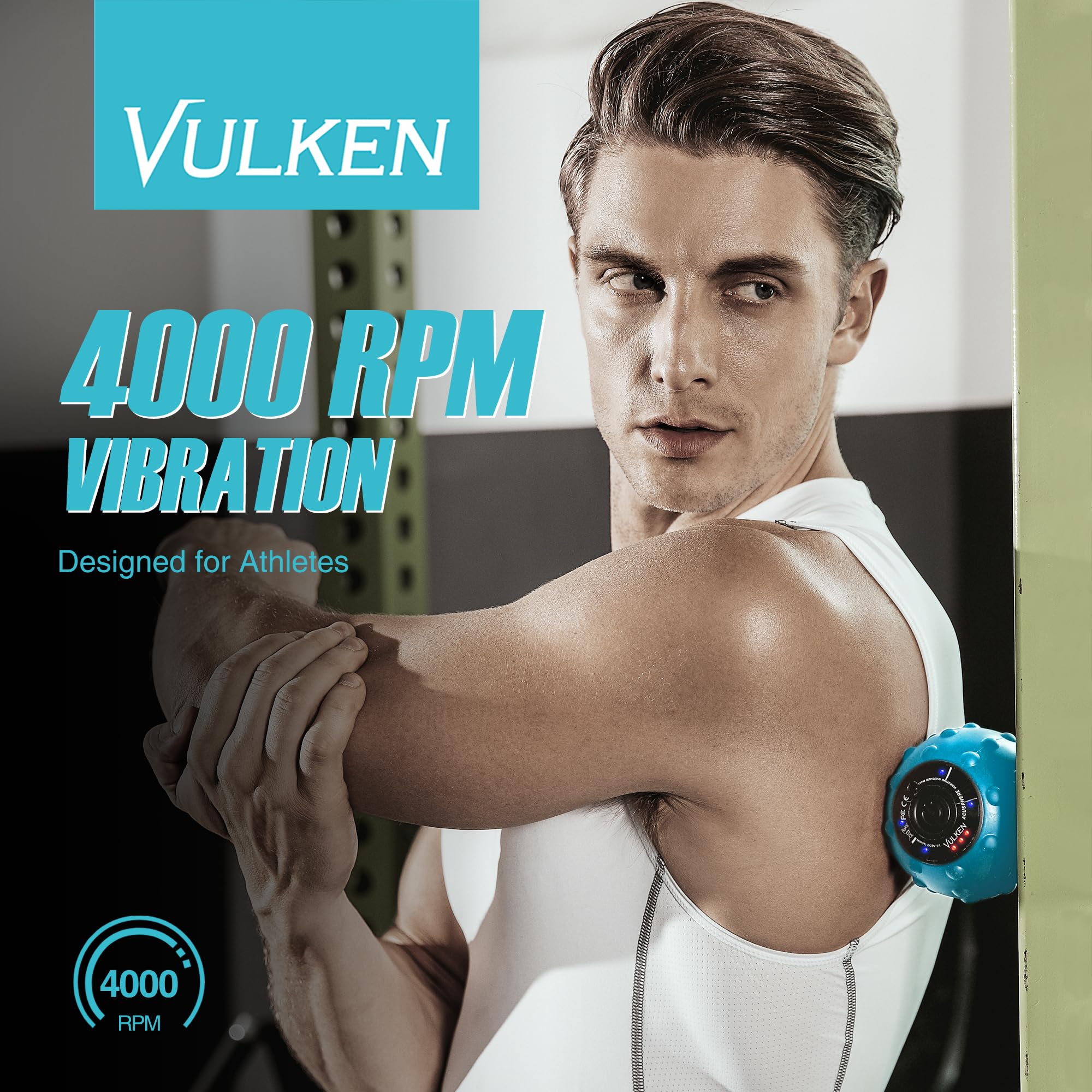 Vulken Acusphere 4 Speed High Intensity Vibrating Massage Ball for Muscle and Fitness, Performance Improvement and Trigger Point