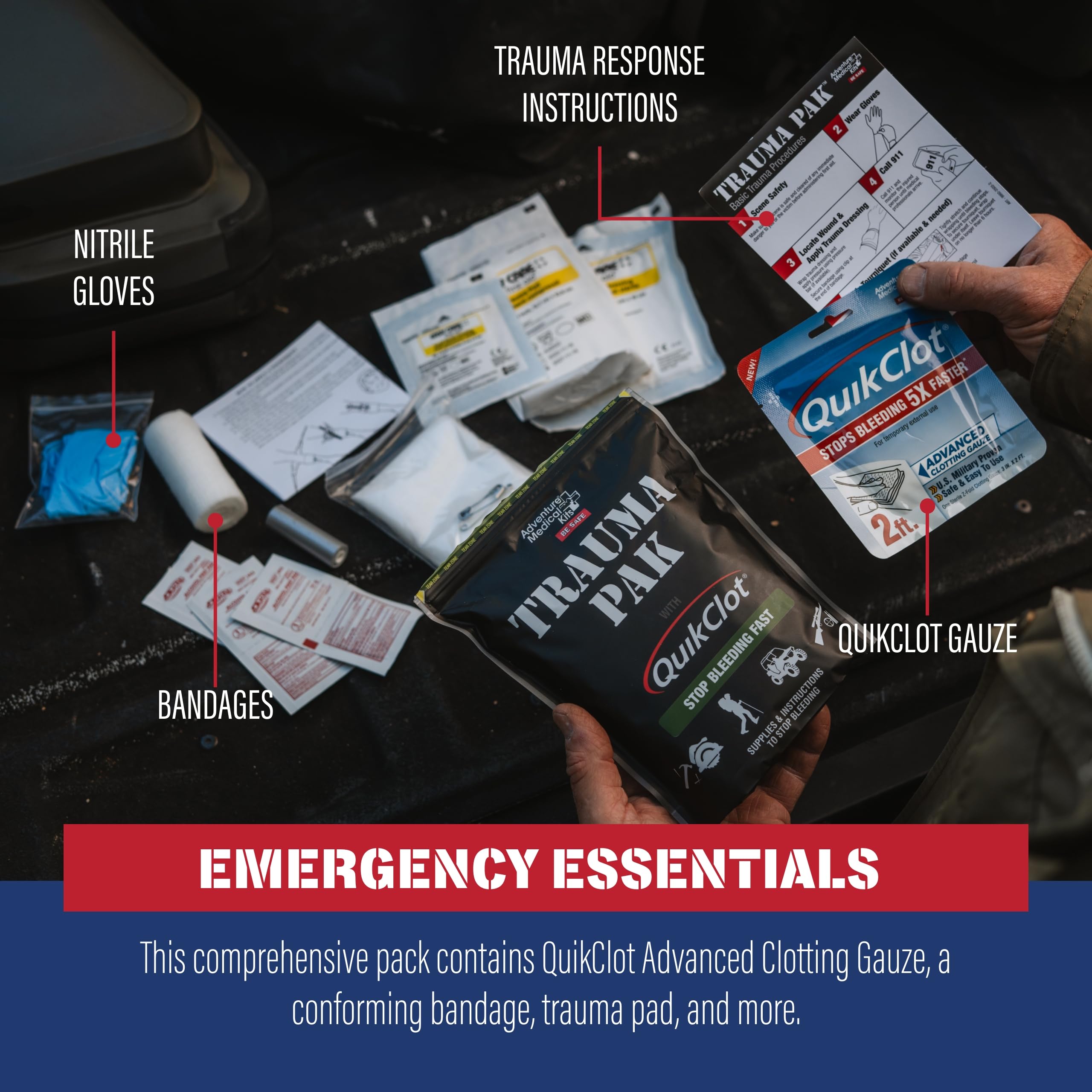 Adventure Medical Kits Trauma Pak First Aid Kit with QuikClot Sponge