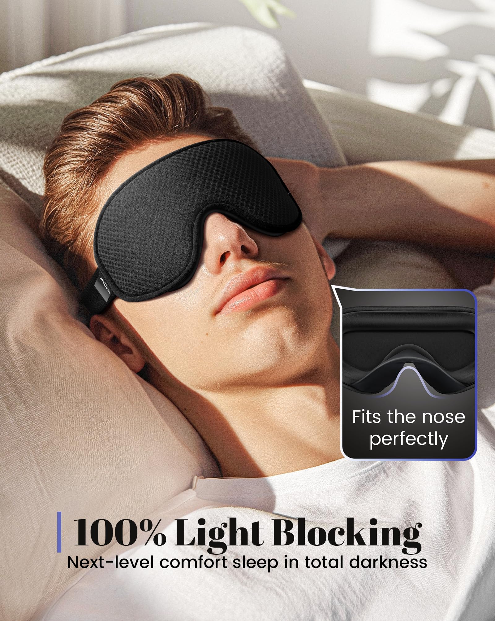 WAOAW Sleep Mask Valentines Day Gifts for Women Men: Blackout Eye Masks for Sleep - 3D Breathable Soft Comfortable Eye Mask for