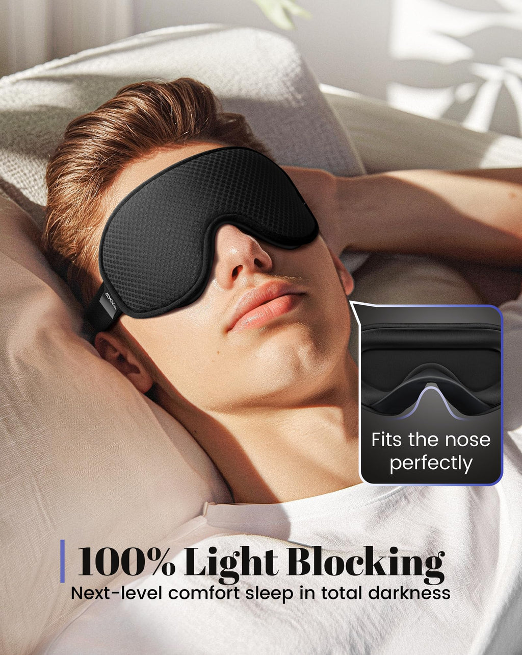 WAOAW Sleep Mask Valentines Day Gifts for Women Men: Blackout Eye Masks for Sleep - 3D Breathable Soft Comfortable Eye Mask for