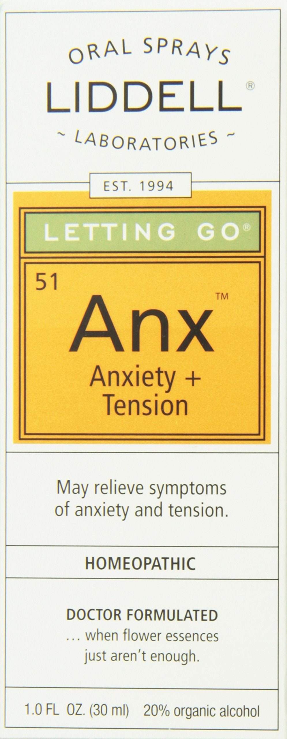 Liddell Homeopathic Letting Go Anxiety Spray, 1 Ounce