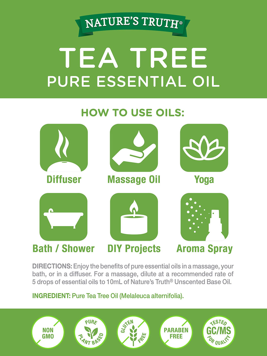 Natures Truth Aromatherapy 100% Pure Essential Oil, Tea Tree, 0.5 Fl Oz