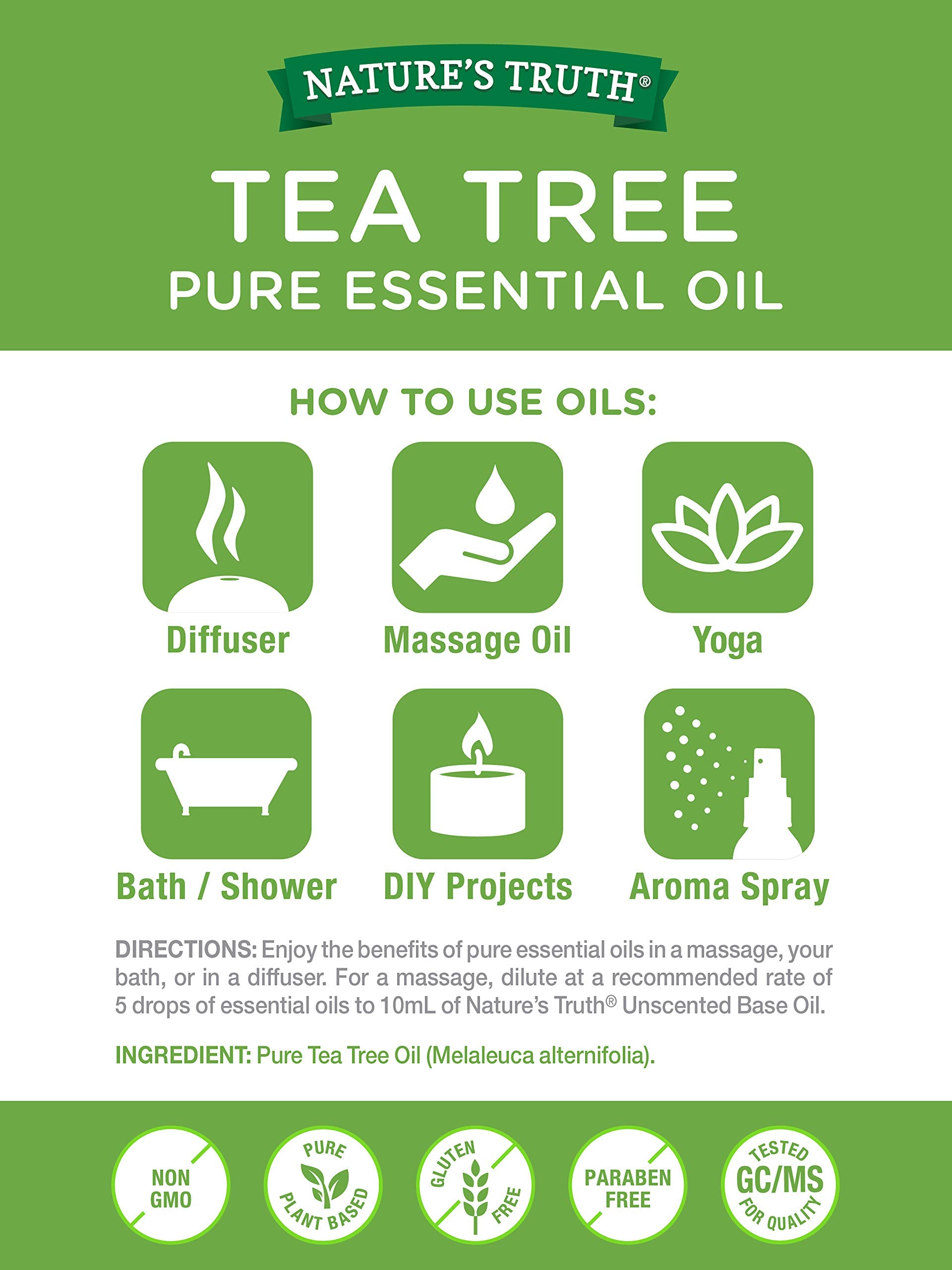 Natures Truth Aromatherapy 100% Pure Essential Oil, Tea Tree, 0.5 Fl Oz