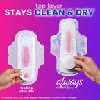 Always Radiant Feminine Pads for Women, Size 3 Extra Heavy, with Wings, Scented, 30 CT
