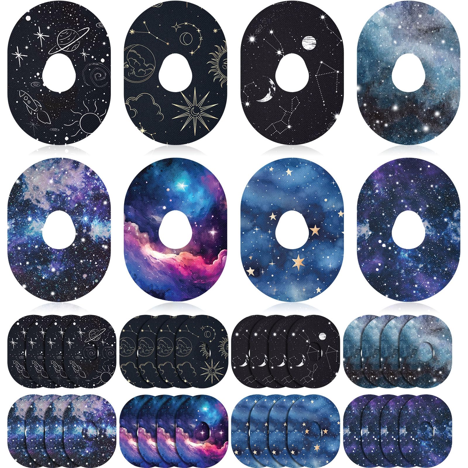 Geiserailie 32 Pack Adhesive Patches Compatible with Dexcom G7, CGM Patches, Galaxy Adhesive Tape Stickers, Sensor Covers Waterp
