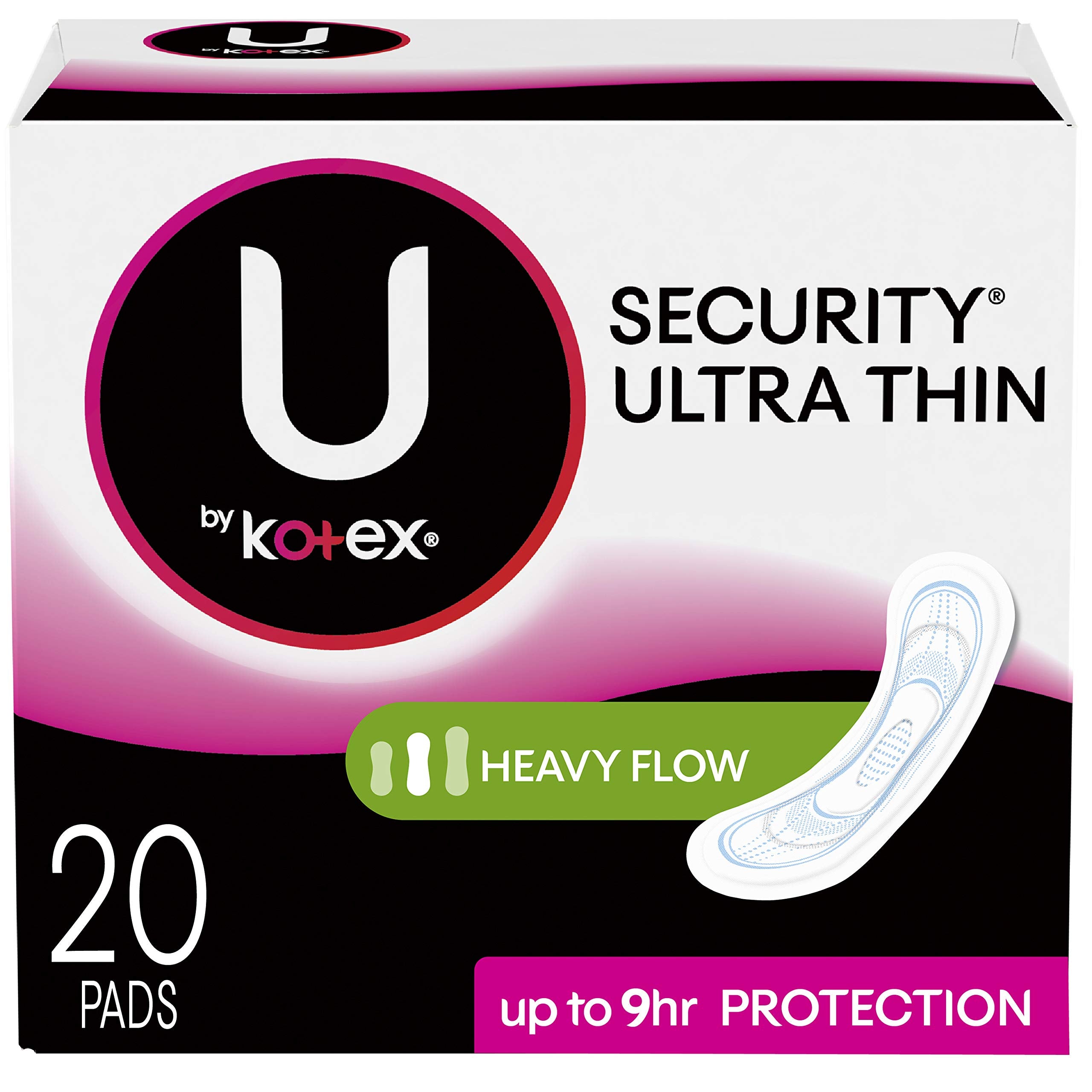 Kotex Ultra Thin Maxi Pads Long for Medium Protection - 20 Pads / Pk, 12 Pack