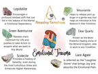 Crystals for Emotional Trauma Manifestation, Set of 6 Lepidolite, Green Aventurine, Scolecite, Vesuvianite, Lace Agate and Clear