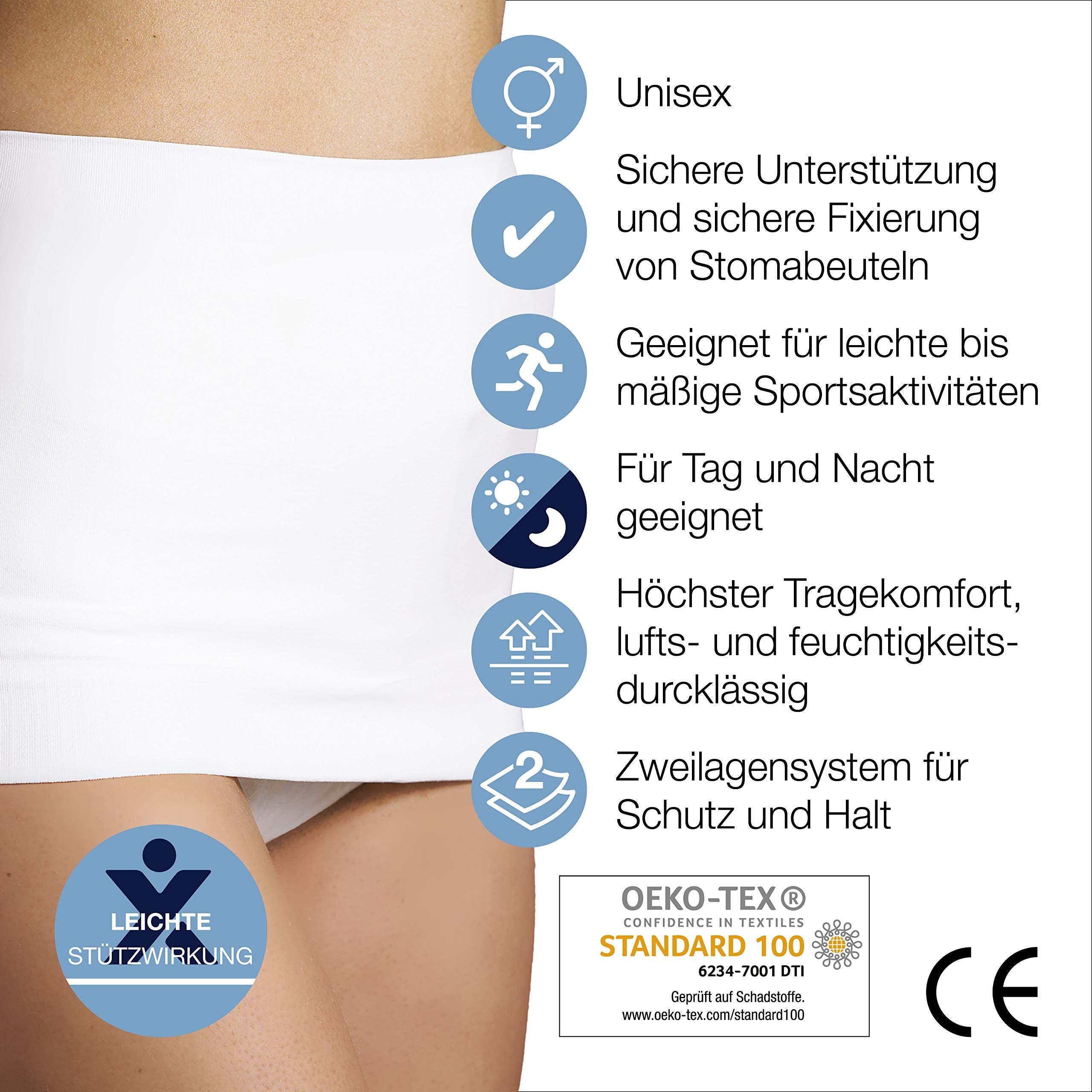 Corsinel StomaSafe Plus Ostomy Support/Hernia Garment Light by TYTEX (White, M/L), 41-1/2 - 49-1/2 Hip Circumference