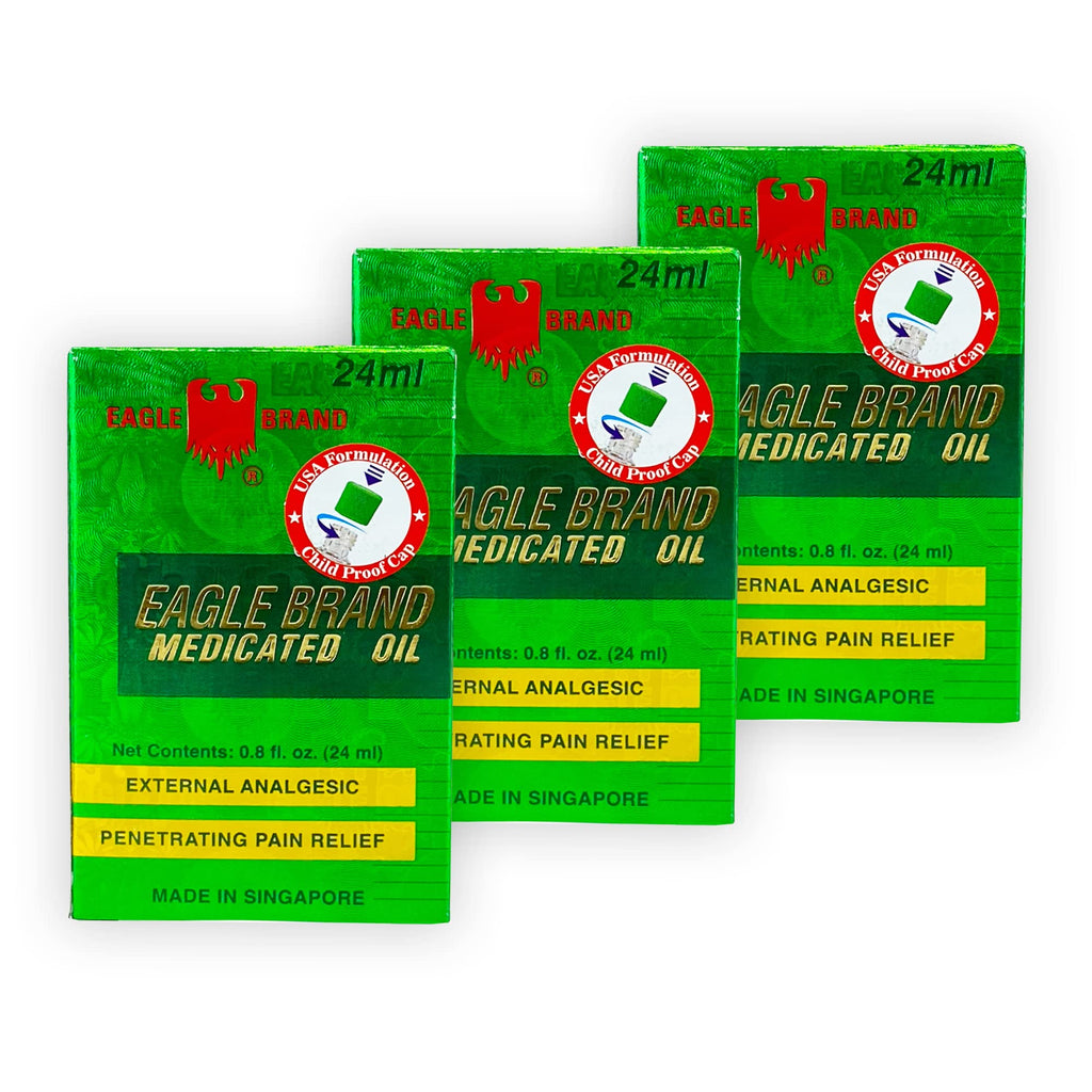 Eagle Brand Natural Medicated Oil for Muscle Aches and Pains, Includes 3 Individual 0.8oz. Bottles