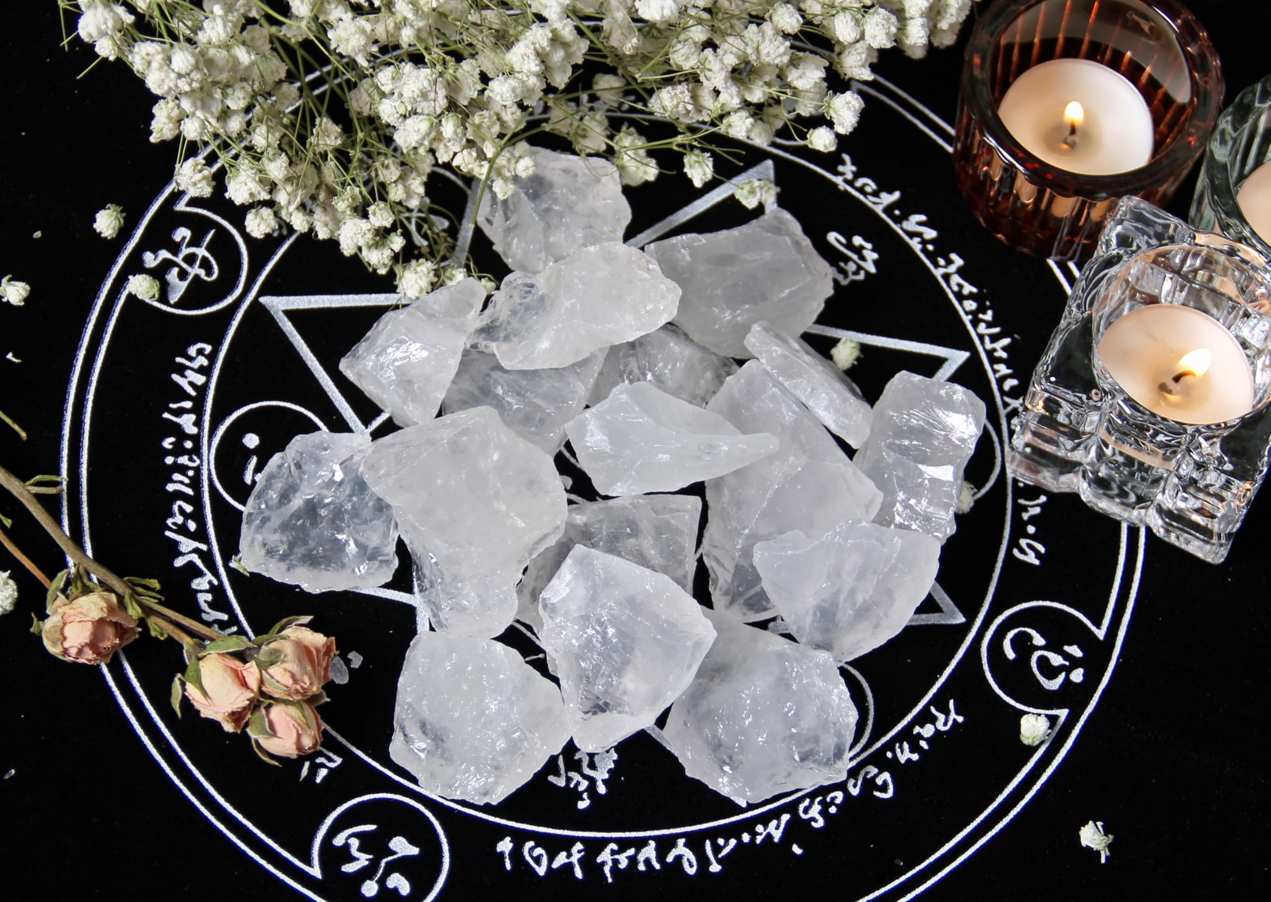 1.1lb Bulk Raw Clear Quartz Stone Rough Crystal-Natural Clear Quartz Raw Stones Crystal for Tumbling, Cabbing, Fountain Rocks, D