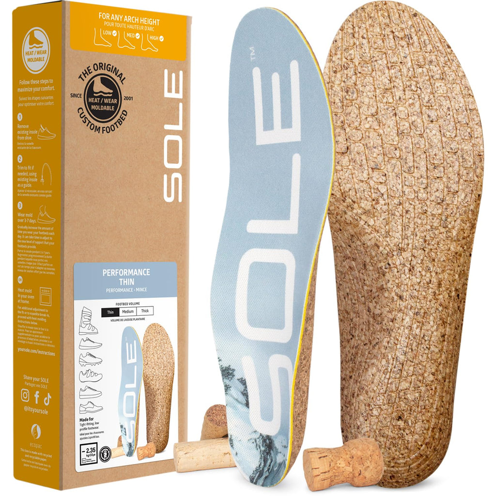SOLE Performance Thin Shoe Insoles - Orthotic Arch Support Inserts for Plantar Fasciitis Relief and Comfort - Mens Size 14/Women