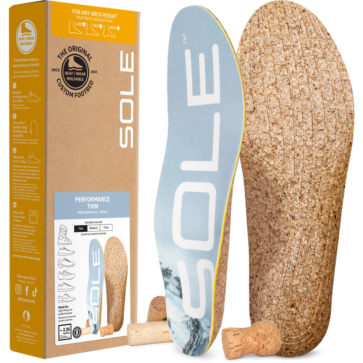 SOLE Performance Thin Shoe Insoles - Orthotic Arch Support Inserts for Plantar Fasciitis Relief and Comfort - Mens Size 14/Women