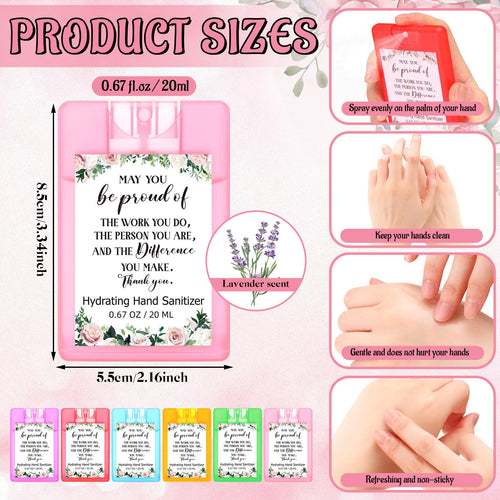 Dansib 24 Pcs Thank You Hand Sanitizer Spray Mini Travel Size Hydrating Hand Sanitizer Mist Appreciation Gift for Coworker Emplo