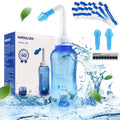 Waterpulse Neti Pot,Neti Pot Sinus Rinsing,300ml Neti Pot Sinus Rinsing Kit with 60 Packets Nasal Wash Salt and Thermometer Stic