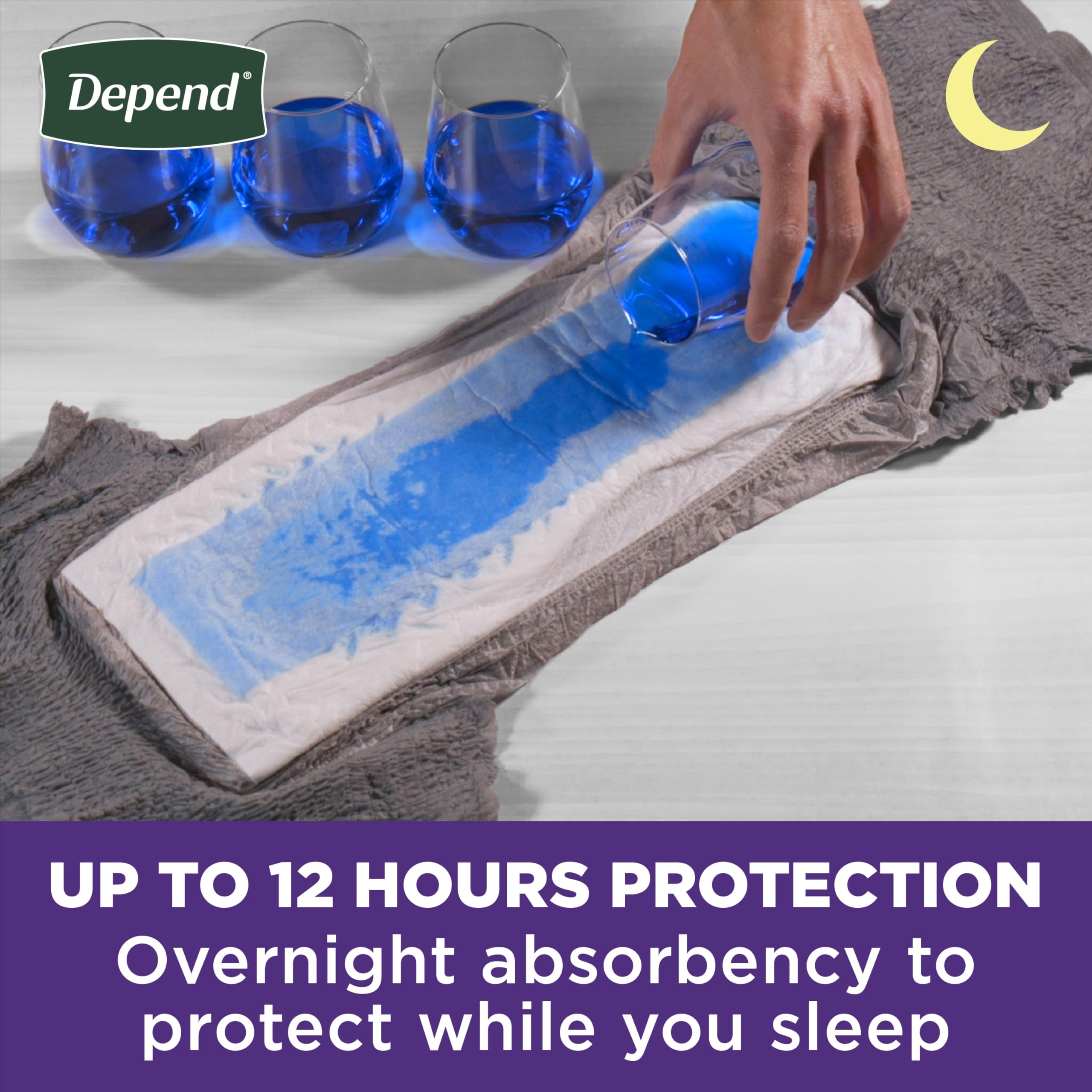 Depend Night Defense Adult Diapers, Incontinence Underwear for Men, Disposable, Overnight, Extra-Large, Grey, 12 Count, Packagin