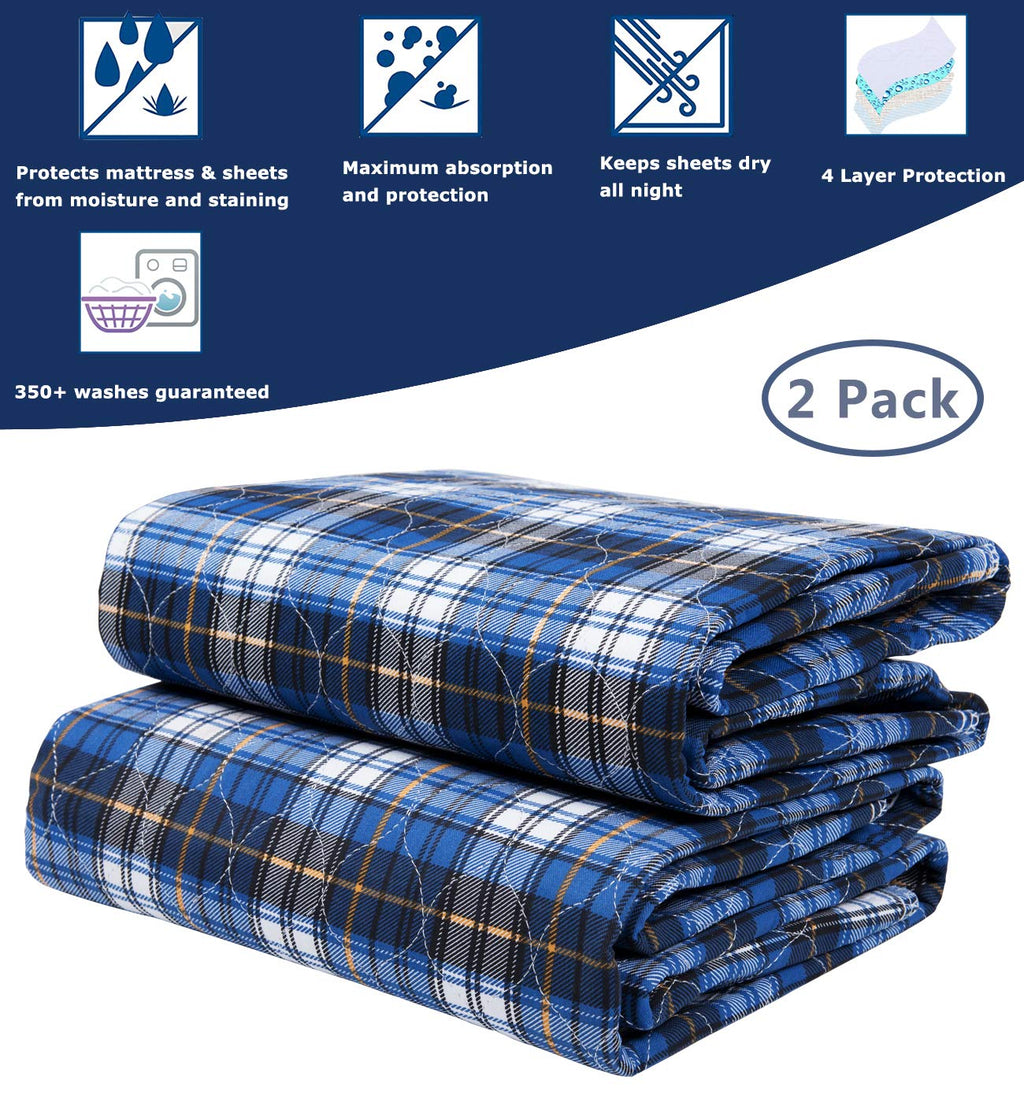 Non-Slip Bed Pads for Incontinence Washable (36 x 34|2 Pack),Waterproof Bed Pads,Adult Washable Incontinence Bed Pads for Adults