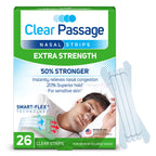 Clear Passage Nasal Strips Extra Strength, Clear, 26 ct | Works Instantly to Improve Sleep, Reduce Snoring, & Relieve Nasal Cong