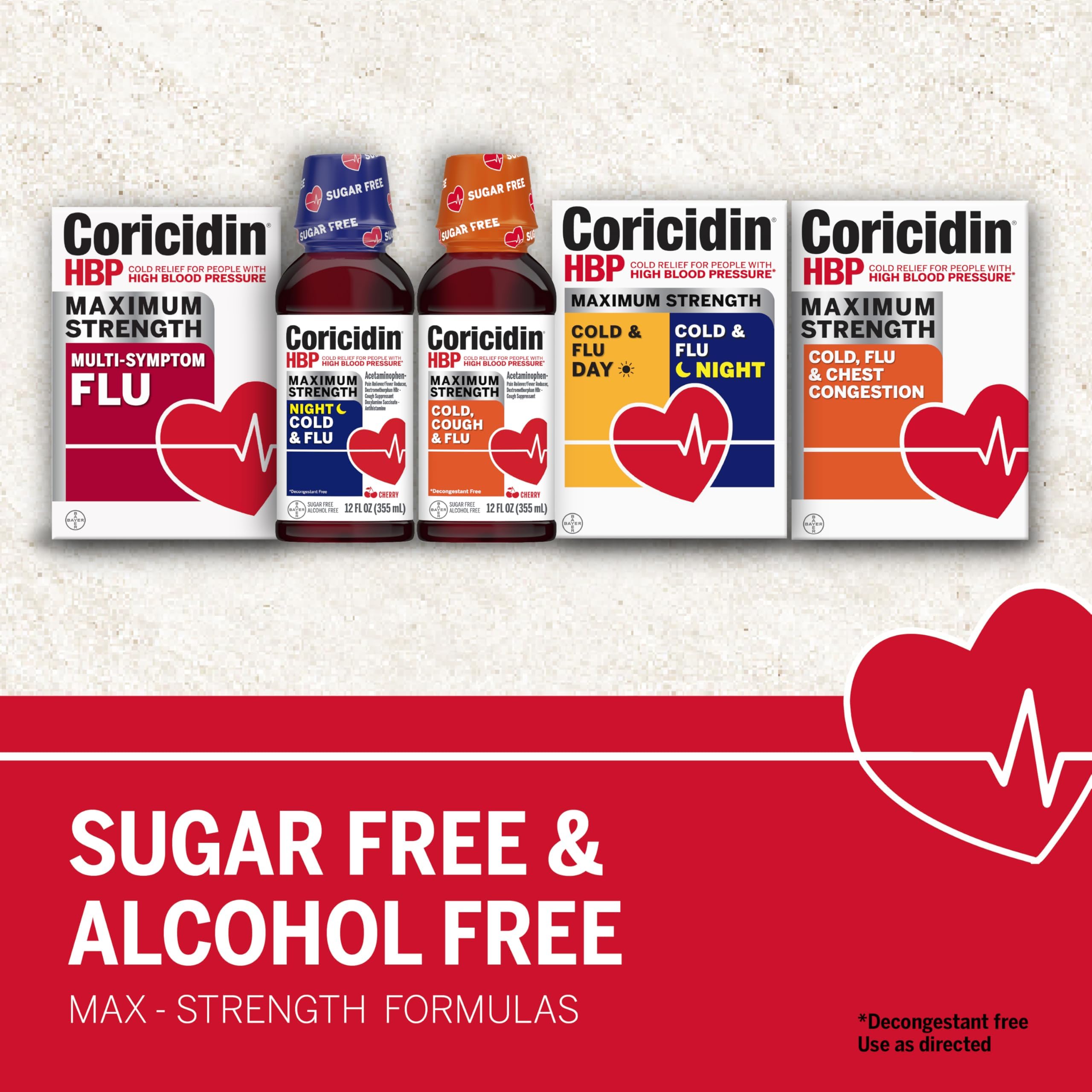 Coricidin HBP Decongestant-Free Cough and Cold Medicine - Specially Designed Relief for High Blood Pressure, Cough, Runny Nose,