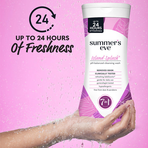 Summer 's Eve Island Splash Refreshing Daily All Over Feminine Body Wash, Removes Odor, Feminine Wash pH Balanced, 15 fl oz, 12 