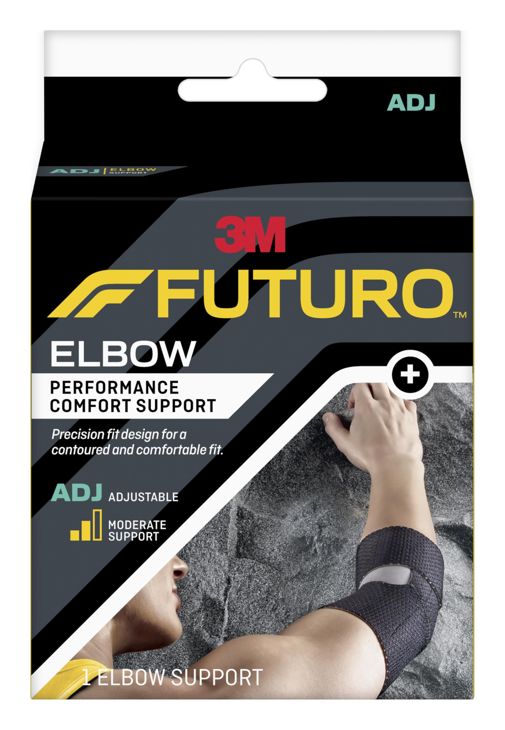 FUTURO Performance Comfort Elbow Support, Moderate Support Design Offers Customizable Levels of Compression and Support, Adjusta