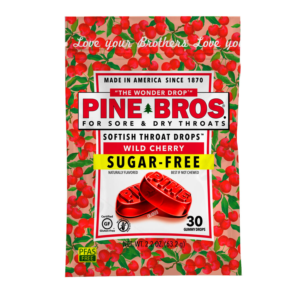 Pine Bros. Gummy Sore Throat Softish Drops 30 Count (Wild Cherry) Suga ...