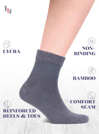 Hugh Ugoli Diabetic Socks for Men, Loose Ankle Socks Bamboo, Extra-Wide, Thin, Seamless Toe and Non-Binding Top, 4 Pairs, Dark G