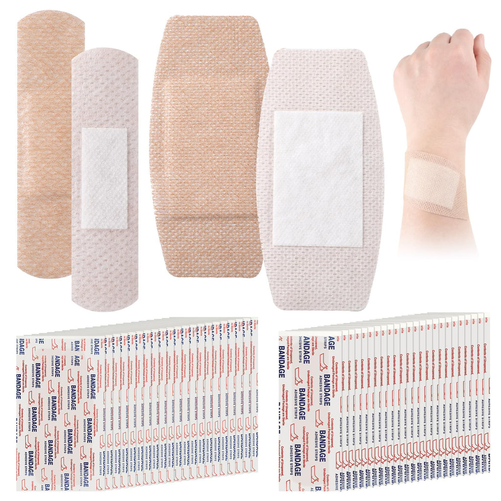 Funtery 100 Pcs Silicone Bandages Assorted Sizes Sensitive Skin, Painless Removal Silicone Bandages for Fragile Sensitive Skin E