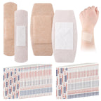 Funtery 100 Pcs Silicone Bandages Assorted Sizes Sensitive Skin, Painless Removal Silicone Bandages for Fragile Sensitive Skin E