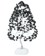 Black Tourmaline Gemstone Tree of Life Quartz Base Chakra Tree for Positive Energy, Handmade Crystal Tree Feng Shui Decor Money